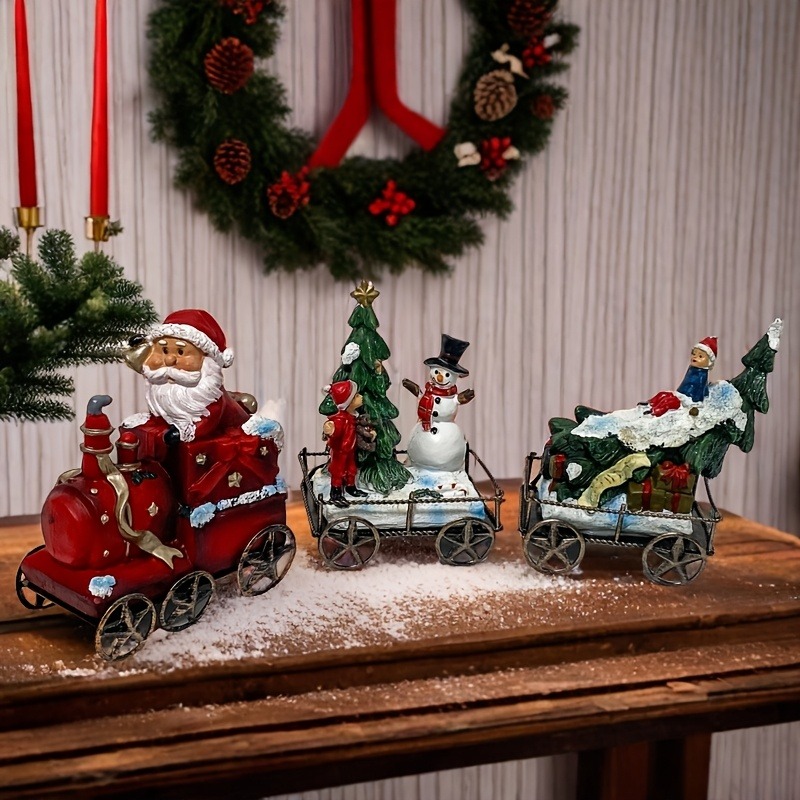Nutcracker Figurine - 3 pezzi in resina treno di